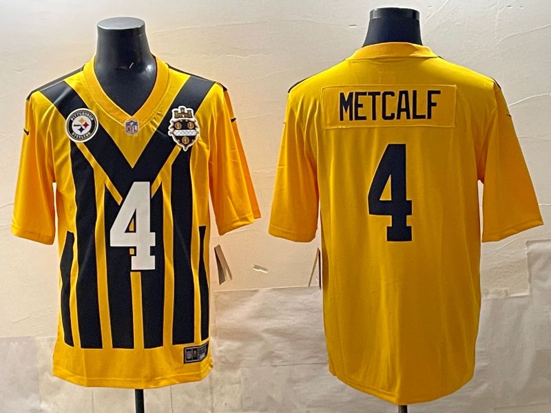 Men Pittsburgh Steelers #4 Metcalf Yellow Retro 2025 Nike Limited NFL Jersey style 06->pittsburgh steelers->NFL Jersey